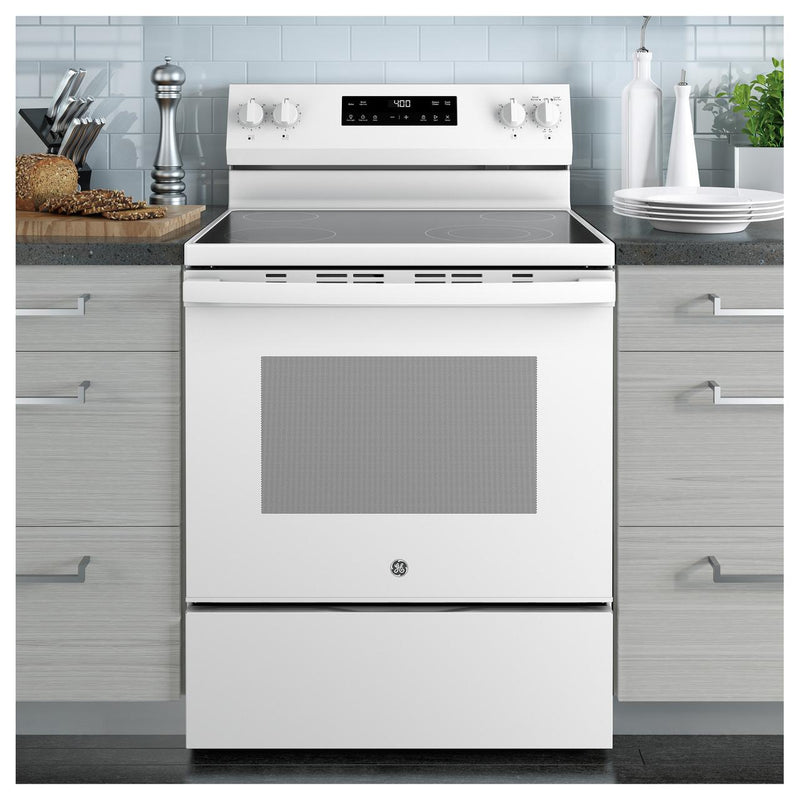 (GRF400SVWW) GE 30-inch Freestanding Electric Range with Steam Clean GRF400SVWW
