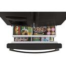 GE Profile 36-inch, 22.1 cu.ft. Counter-Depth French 3-Door Refrigerator with External Water and Ice Dispensing System (Fingerprint-Resistant Black Stainless) PYD22KBLTS (PYD22KBLTS)