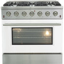 Forno Galiano Alta Qualita 36-inch Freestanding Gas Range with Convection Technology FFSGS6244-36WHT