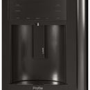 GE Profile 36-inch, 22.1 cu.ft. Counter-Depth French 3-Door Refrigerator with External Water and Ice Dispensing System (Fingerprint-Resistant Black Stainless) PYD22KBLTS (PYD22KBLTS)