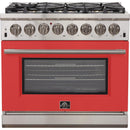 Forno Capriasca Alta Qualita 36-inch Freestanding Dual Fuel Range with Convection Technology FFSGS6187-36 (Red)FFSGS618736RED