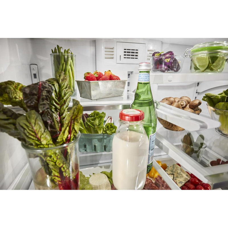 KitchenAid 36-inch, 26.8 cu. ft. Freestanding French Door 3-Door Refrigerator with Exterior Ice and Water Dispensing System KRFF507HPS