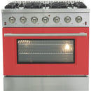 Forno Galiano Alta Qualita 36-inch Freestanding Gas Range with Convection Technology FFSGS6244-36 (Red)FFSGS624436RED