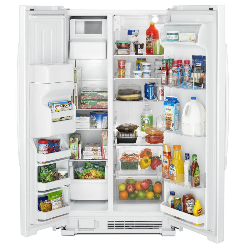 Amana 36-inch, 25 cu.ft. Freestanding side-by-side refrigerator with Water and Ice Dispensing System ASI2575GRW