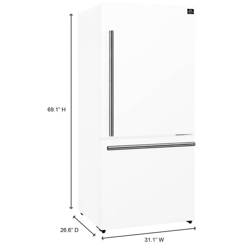 Forno 31-inch 17.2 cu.ft Freestanding Bottom Freezer Refrigerator FFFFD1785-31WHT