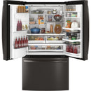 GE Profile 36-inch, 27.8 cu. ft. French 3-Door Refrigerator with Ice and Water PFE28KBLTS