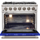 Forno Capriasca Alta Qualita 36-inch Freestanding Gas Range with Convection Technology FFSGS6260-36 (Blue)FFSGS626036BLU