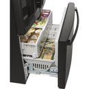GE Profile 36-inch, 22.1 cu.ft. Counter-Depth French 3-Door Refrigerator with External Water and Ice Dispensing System (Fingerprint-Resistant Black Stainless) PYD22KBLTS (PYD22KBLTS)