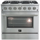 Forno Galiano Alta Qualita 36-inch Freestanding Gas Range with Convection Technology FFSGS6244-36FFSGS624436