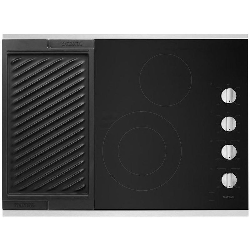 Maytag 30-inch Built-in Electric Cooktop with Reversible Grill and Griddle MEC8830HS