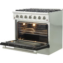 Forno Galiano Alta Qualita 36-inch Freestanding Gas Range with Convection Technology FFSGS6244-36BLK
