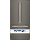 GE 33-inch, 24.8 cu. ft. French 3-Door Refrigerator with Internal Water Dispenser GNE25JMKESGNE25JMKES