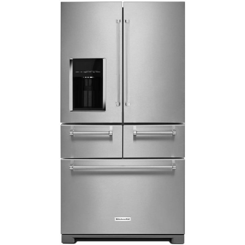 KitchenAid 36-inch, 25.8 cu. ft. French 5-Door Refrigerator with Ice and Water KRMF706ESS