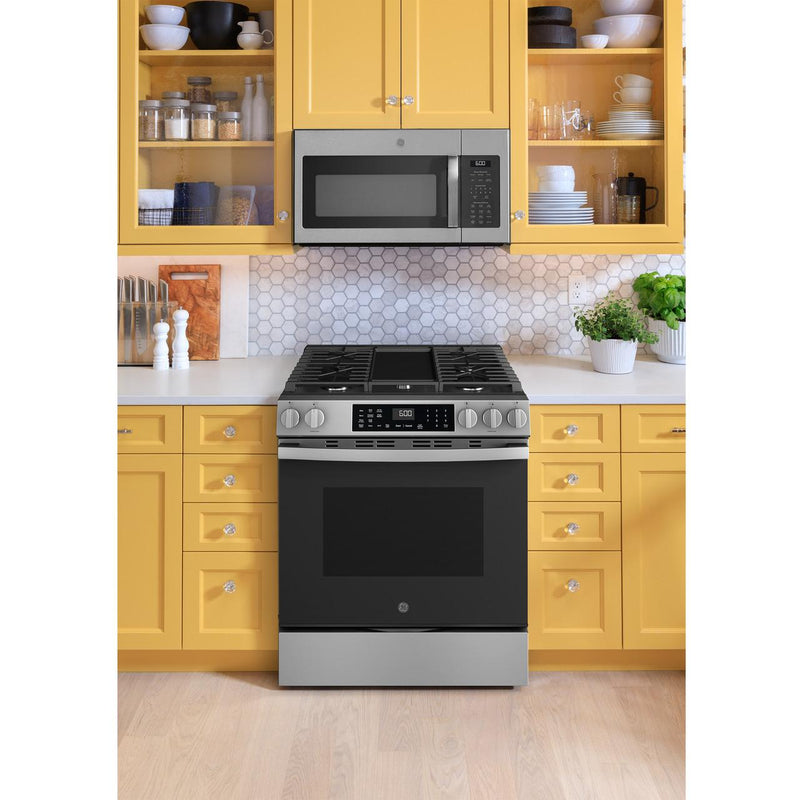 GE 30-inch Slide-in Gas Range with WiFi GGS600AVFS