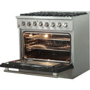 Forno Galiano Alta Qualita 36-inch Freestanding Dual Fuel Range with Convection Technology FFSGS6156-36BLKFFSGS615636BLK