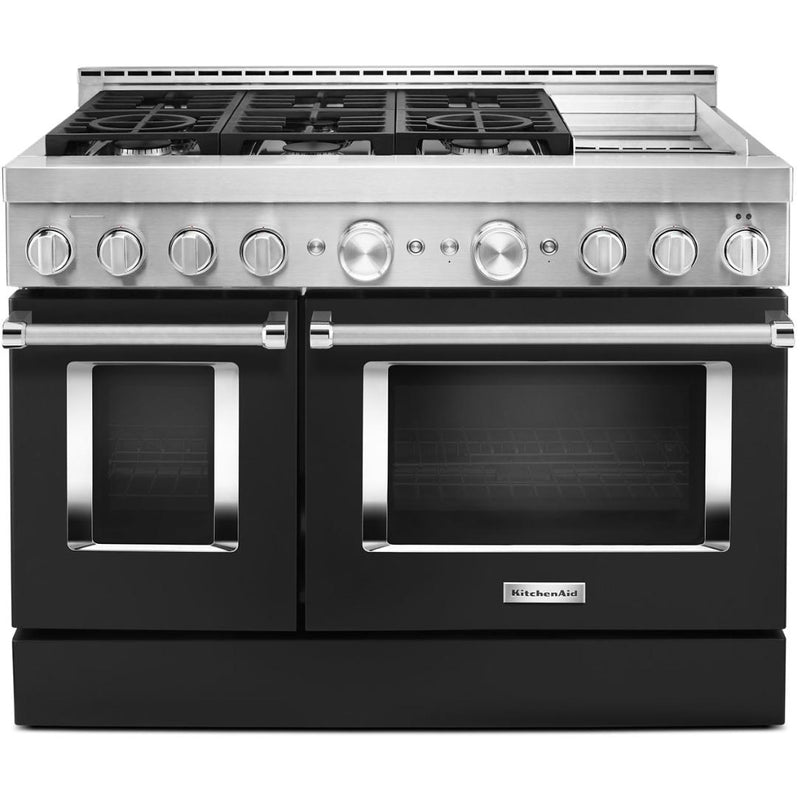 KitchenAid 48-inch Freestanding Gas Range with Even-Heat™ True Convection KFGC558JBK