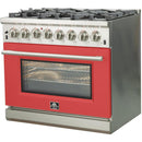 Forno Capriasca Alta Qualita 36-inch Freestanding Dual Fuel Range with Convection Technology FFSGS6187-36 (Red)FFSGS618736RED