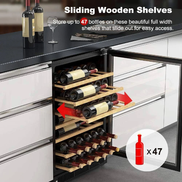 Galanz 47-Bottle Built-In Wine Cooler In Stainless Steel (GLW57MS2B16)