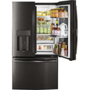 GE Profile 36-inch, 22.1 cu.ft. Counter-Depth French 3-Door Refrigerator with External Water and Ice Dispensing System PYD22KBLTS