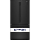 GE 33-inch, 24.8 cu. ft. French 3-Door Refrigerator with Ice and Water (Black) GNE25JGKBB (GNE25JGKBB)