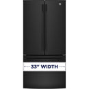 GE 33-inch, 24.8 cu. ft. French 3-Door Refrigerator with Ice and Water GNE25JGKBB