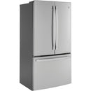 GE 36-inch, 23.1 cu.ft. Counter-Depth French 3-Door Refrigerator with Interior Ice Maker (Fingerprint-Resistant Stainless) GWE23GYNFS (GWE23GYNFS)