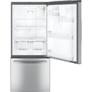 GE 30-inch, 21 cu.ft. Freestanding Bottom Freezer Refrigerator with Interior Ice Maker (Fingerprint-Resistant Stainless) (GDE21EYKFS)