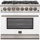 Forno Capriasca Alta Qualita 36-inch Freestanding Dual Fuel Range with Convection Technology FFSGS6187-36 (White)FFSGS618736WHT