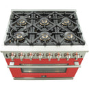 Forno Capriasca Alta Qualita 36-inch Freestanding Dual Fuel Range with Convection Technology FFSGS6187-36 (Red)FFSGS618736RED