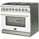 Forno Capriasca Alta Qualita 36-inch Freestanding Dual Fuel Range with Convection Technology FFSGS6187-36 (White)FFSGS618736WHT