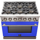 Forno Capriasca Alta Qualita 36-inch Freestanding Gas Range with Convection Technology FFSGS6260-36 (Blue)FFSGS626036BLU
