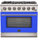 Forno Capriasca Alta Qualita 36-inch Freestanding Gas Range with Convection Technology FFSGS6260-36 (Blue)FFSGS626036BLU
