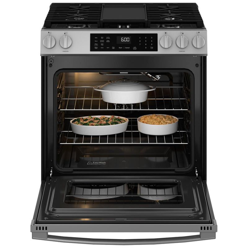 GE 30-inch Slide-in Gas Range with WiFi GGS600AVFS