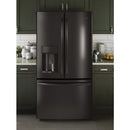 GE Profile 36-inch, 22.2 cu.ft. Counter-Depth French 3-Door Refrigerator with Water and Ice Dispensing System PYE22KBLTSPYE22KBLTS