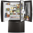 GE Profile 36-inch, 22.1 cu.ft. Counter-Depth French 3-Door Refrigerator with External Water and Ice Dispensing System (Fingerprint-Resistant Black Stainless) PYD22KBLTS (PYD22KBLTS)