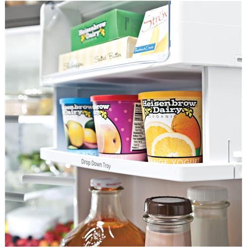 GE Profile 36-inch, 22.2 cu.ft. Counter-Depth French 3-Door Refrigerator with Water and Ice Dispensing System PYE22KYNFS