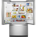 Whirlpool 36-inch, 26.8 cu. ft. Freestanding French 3-Door Refrigerator Water and Ice Dispensing System (Fingerprint Resistant Stainless)WRF767SDHZ