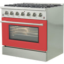 Forno Galiano Alta Qualita 36-inch Freestanding Gas Range with Convection Technology FFSGS6244-36 (Red)FFSGS624436RED