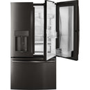 GE Profile 36-inch, 22.1 cu.ft. Counter-Depth French 3-Door Refrigerator with External Water and Ice Dispensing System PYD22KBLTS