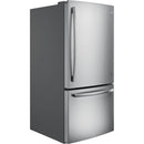 GE 33-inch, 24.9 cu.ft. Bottom Freezer Refrigerator with Ice Dispenser GDE25ESKSS